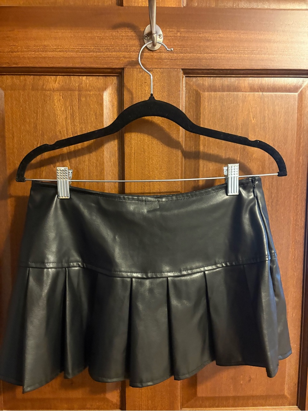 Black Faux Leather Pleated Mini Skirts - Picture 5 of 5